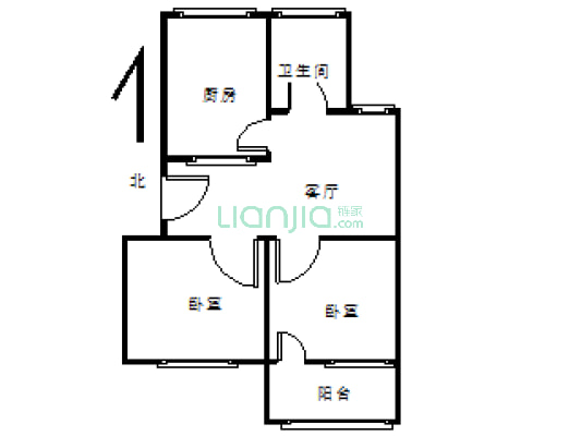 南苑小区 4楼2室1厅 有证有暖 含一地下室-户型图