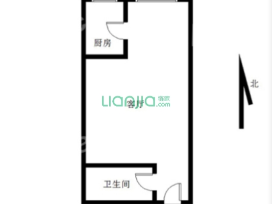 钻石广场 1室1厅 北-户型图