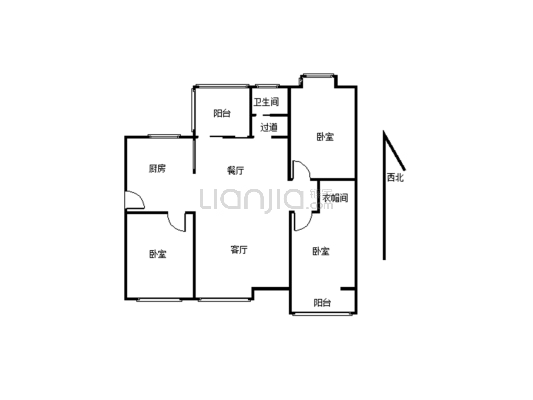 城北高档住宅小区，三室两厅两卫-户型图
