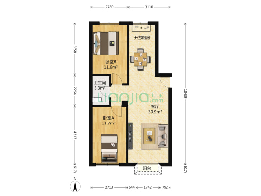 三鼎春天 2室1厅1卫 81平方