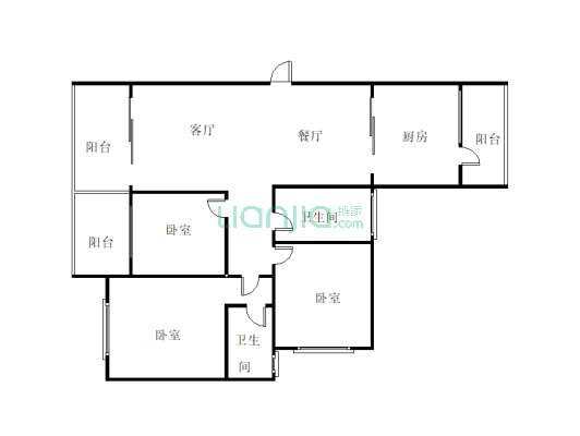 长虹·天汇城二期 3室2厅 西南-户型图