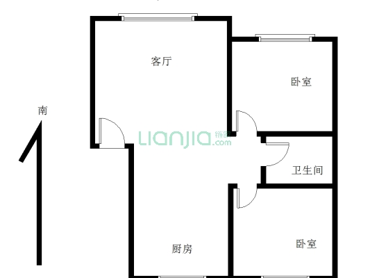 亲水富苑  步梯中层 精装两室户型-户型图