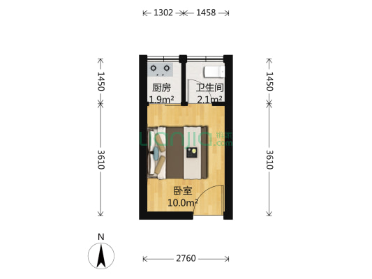 凯伦花园 1室0厅 128万