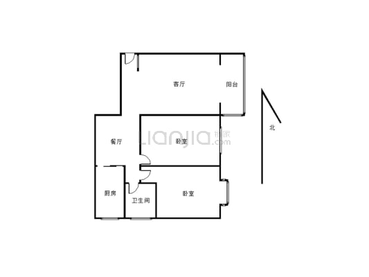 珠江佳苑2室2厅1厨1卫格局规整通透，适合居住-户型图