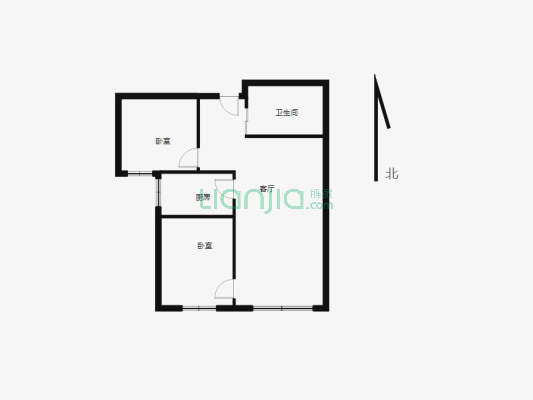 83平米  两室两厅一厨一卫   简单装修-户型图