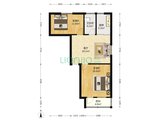 锦绣花园(锡山区) 2室1厅1卫 85平方