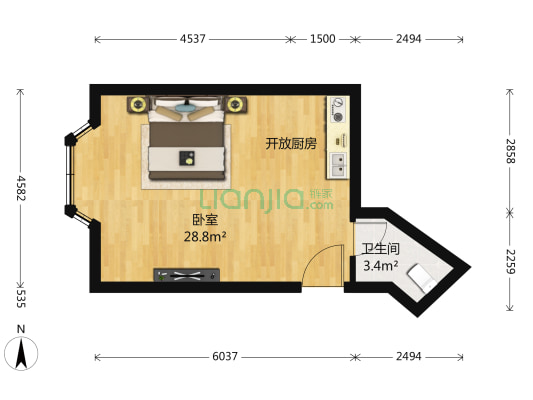 嘉特美公馆 1室0厅1卫 53平方