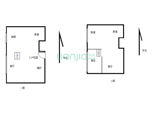 德福公元 复式公寓现房，中间楼板已填好（105.1）-户型图