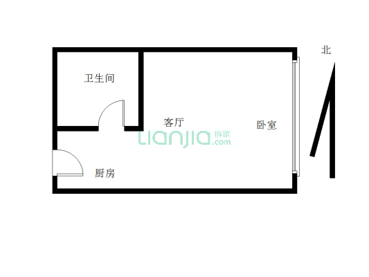 九龙城精装一居室，好楼层，视野开阔-户型图