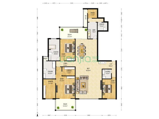 紫檀 3室1厅4卫 280平方