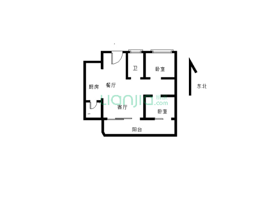 丽雅龙璟台 标准两室两厅 户型方正-户型图