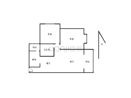 紫金都汇2室2厅1厨1卫 户型朝向通透适合居住-户型图