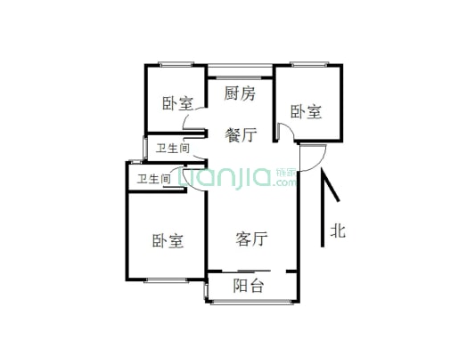 千田理想城 3室2厅 东 西-户型图