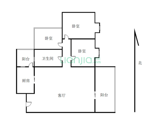 沱东新区弘城水韵3室2厅1卫，小区环境好，停车方便-户型图