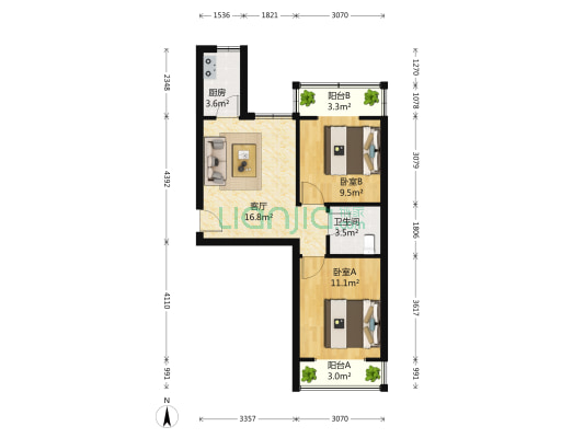 冶金西区 2室1厅1卫 70平方