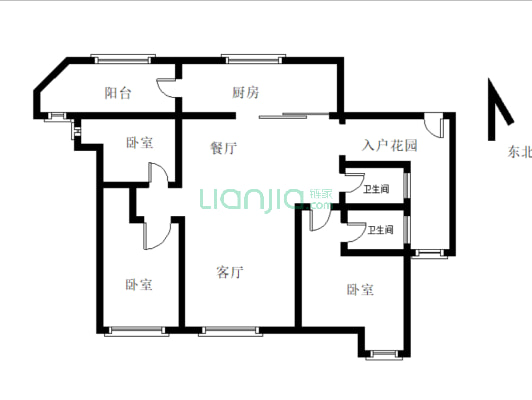 三江新区 太阳岛精装三居室，家具家电齐全 拎包入住-户型图