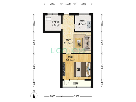 宝城二村 1室1厅1卫 43平方