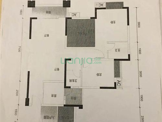 翡翠滨江 1室1厅 西北-户型图