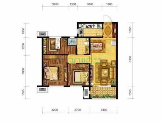 桃源新都孔雀城 3室2厅 南 北-户型图
