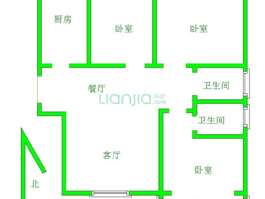 锦绣鑫城 3室2厅 南 北-户型图