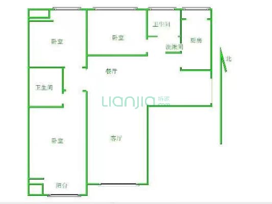 国宅华园 3室2厅 南 北-户型图