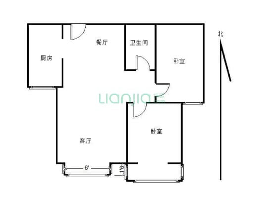 水岸花城 2室1厅 南-户型图