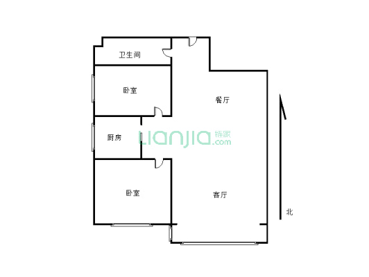 长低小区两室两厅一厨一卫98平米-户型图
