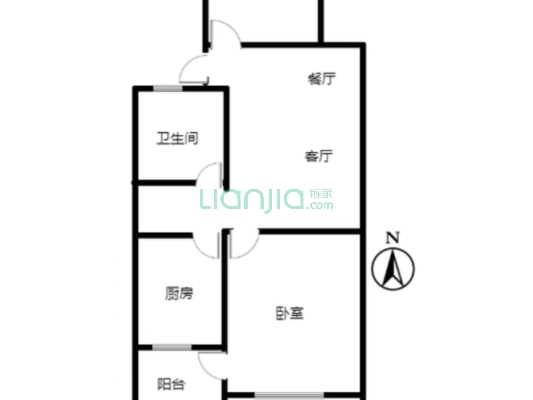 铁道部建厂局家属楼 2室1厅 南 北-户型图