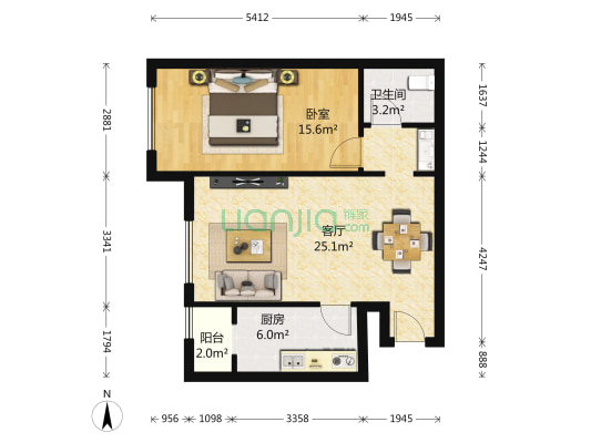 柏林爱乐一期 1室1厅1卫 54平方