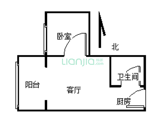 开源路马庄转盘 九龙广场 独立一室一厅 有证精装修-户型图