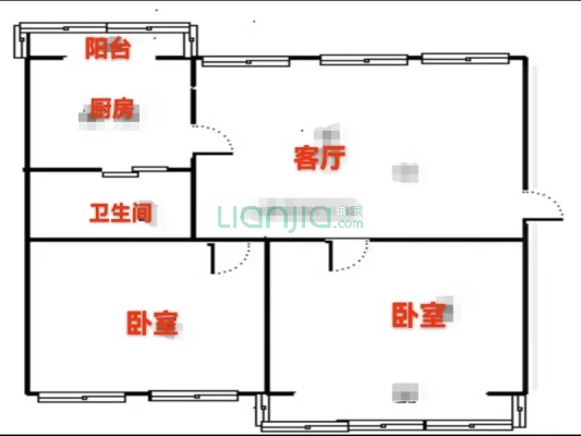 国贸小区 2室1厅 75平米-户型图
