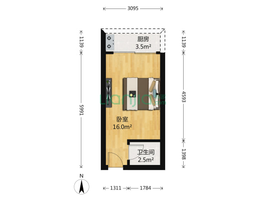 新景园 1室0厅1卫 29平方