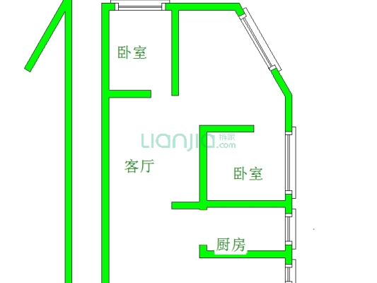 陕西营前排，可商用两居，位置好，可商用-户型图