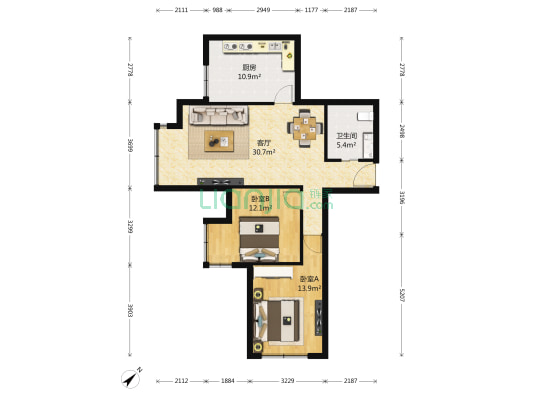 融御融景华庭 2室1厅1卫 109平方