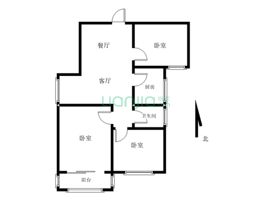 平安景苑毛坯小三室 楼层低 总价低 有证有暖有钥匙-户型图