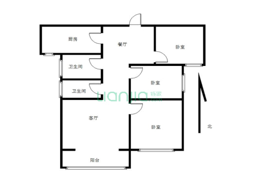 建业壹号城邦(西区) 3室2厅 东南-户型图