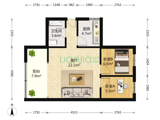红锦支路12号 2室1厅1卫 84平方