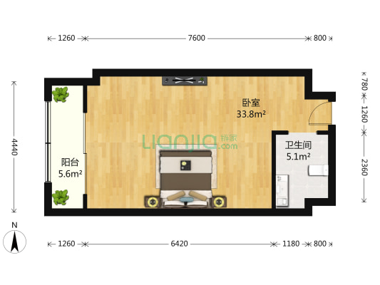 同进理想城 2室0厅1卫 54平方