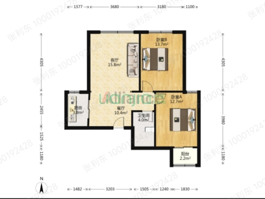电梯房 适宜各年龄段人群 采光好 无遮挡 ，税费低-户型图