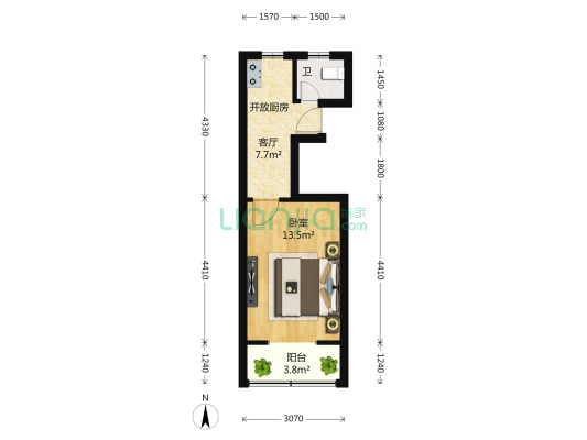 长桥二村 1室1厅1卫 35平方