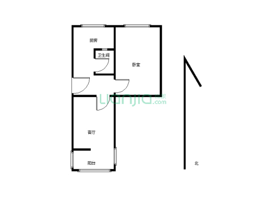 沃尔玛万象城中间楼层简装一室一厅楼梯房-户型图