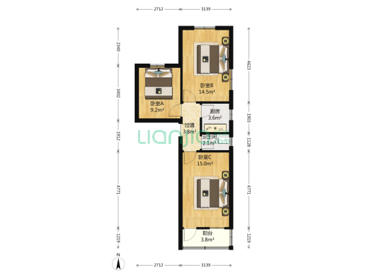 石婆婆庵1号 3室0厅1卫 66平方