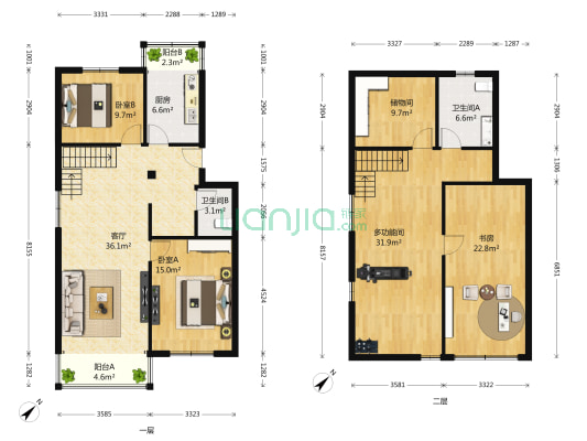 海青花园 4室1厅2卫 99平方