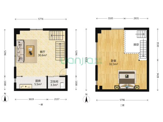 江南春城B区 1室1厅1卫 59平方
