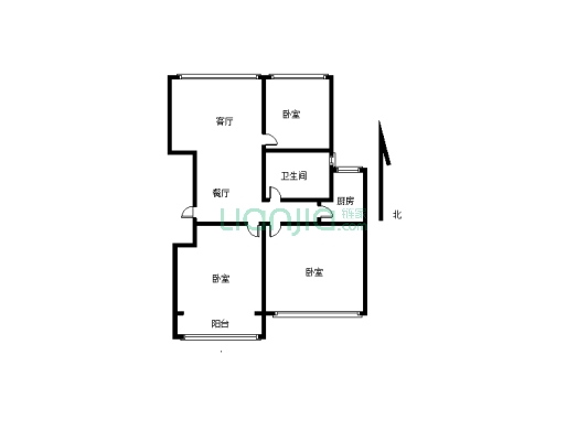 水景湾 电梯洋房 三室一厅一卫一厨-户型图