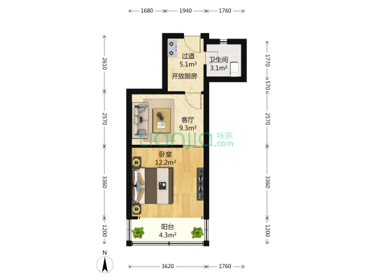 上南路3827弄 1室1厅1卫 40平方