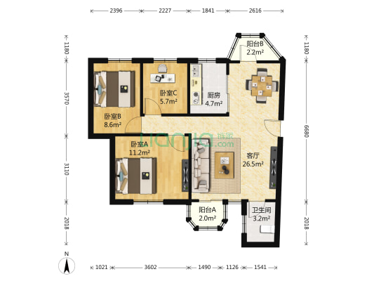 园岭新村 3室1厅 999万