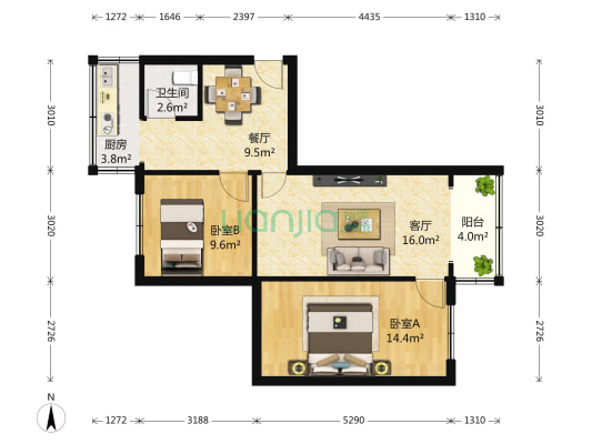 长顺下街69号 2室2厅1卫 64平方