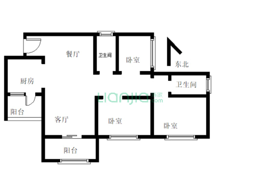 翡翠城三室两厅两卫 交通便利 小区环境舒适 适合居住-户型图