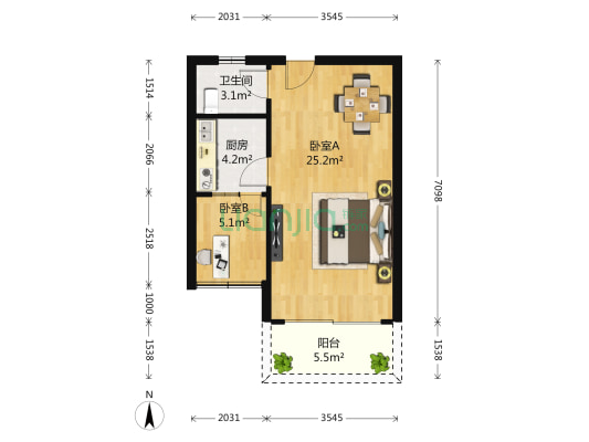 振业峦山谷 2室0厅1卫 59平方